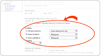 View items from other countries using Advanced Search