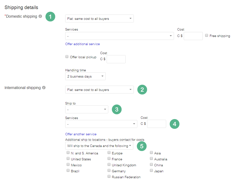 Shipping details form section